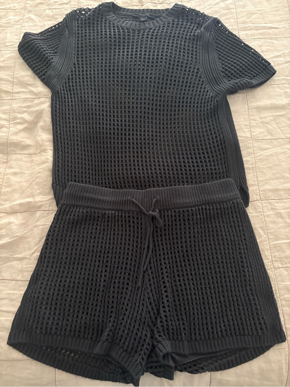 Allsaint’s Women's Blue Knit Short Set, Size L